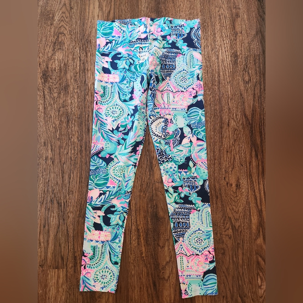 Girls'  Lilly Pulitzer Navy Floral Print Leggings - Multicolor